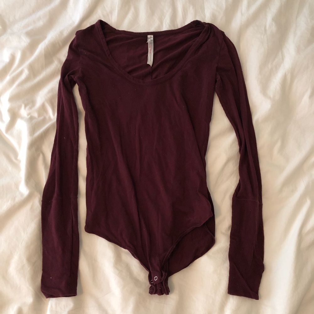 Maroon Free People Body Suit